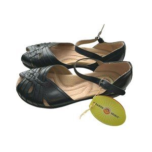 NEW Earth Spirit Black Elena Leather Buckle Strap Cushioned Sandal Sz 5.5